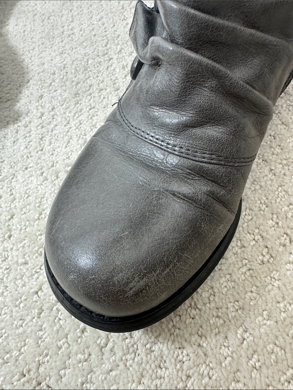 Miz Mooz Bloom Bobbie-Style Leather Wedge Button Boots Gray 8M - Picture 12 of 16
